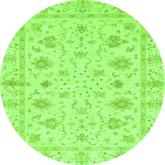 Round Machine Washable Oriental Green Modern Area Rugs, wshabs3395grn