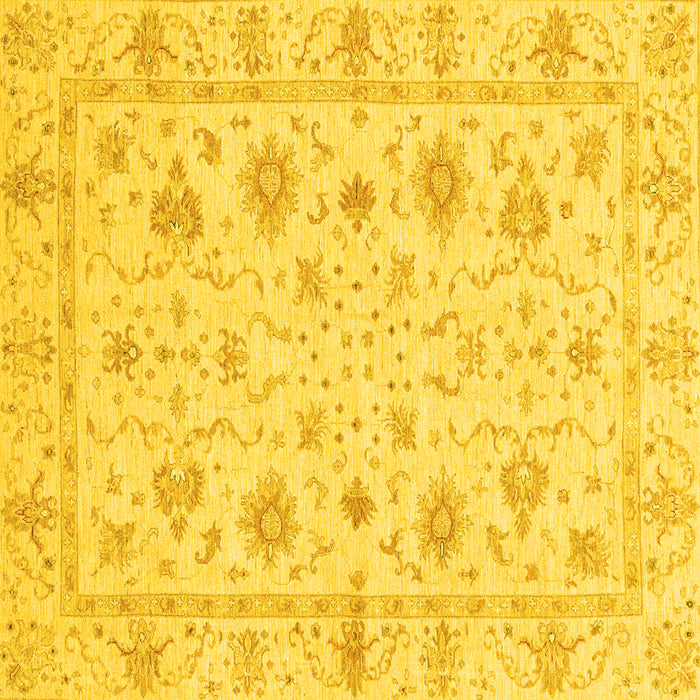 Square Machine Washable Oriental Yellow Modern Rug, wshabs3395yw