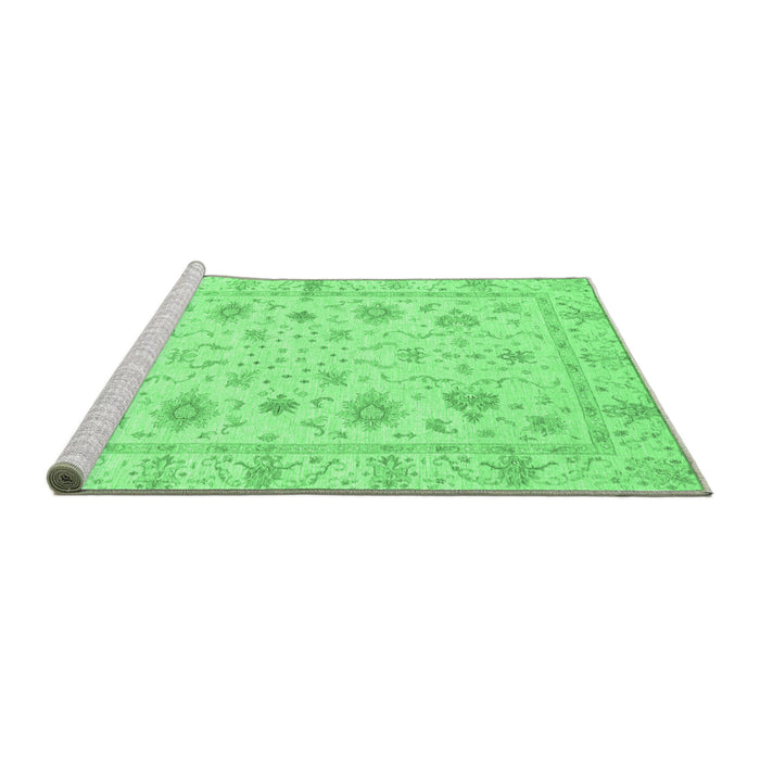 Sideview of Machine Washable Oriental Emerald Green Modern Area Rugs, wshabs3395emgrn