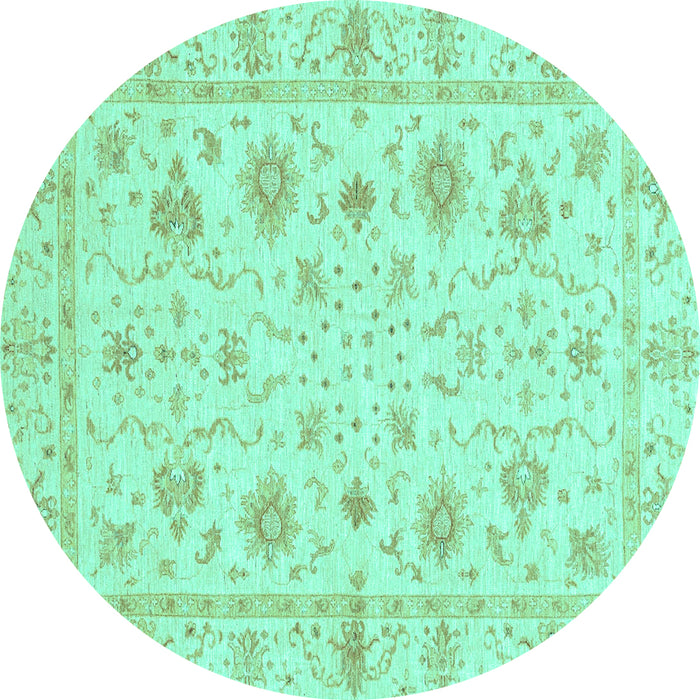 Round Oriental Turquoise Modern Rug, abs3395turq
