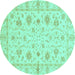 Round Oriental Turquoise Modern Rug, abs3395turq