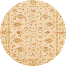 Round Machine Washable Abstract Orange Rug, wshabs3395