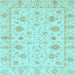 Square Machine Washable Oriental Light Blue Modern Rug, wshabs3395lblu