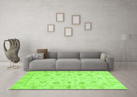 Machine Washable Oriental Green Modern Rug, wshabs3395grn