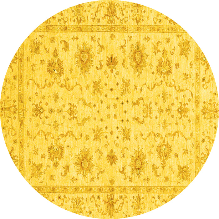 Round Oriental Yellow Modern Rug, abs3395yw