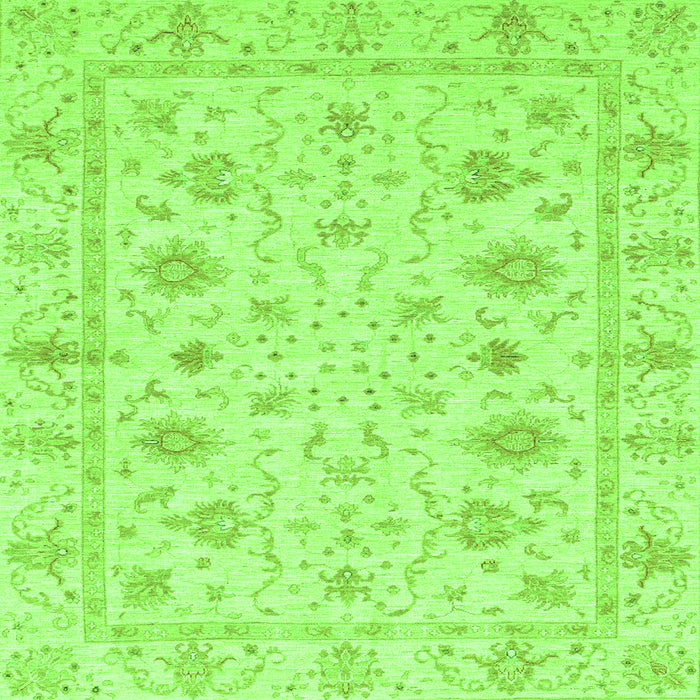Square Machine Washable Oriental Green Modern Area Rugs, wshabs3395grn