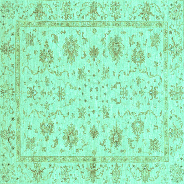 Square Machine Washable Oriental Turquoise Modern Area Rugs, wshabs3395turq
