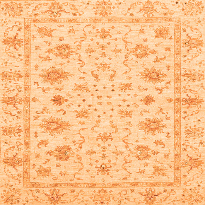 Square Machine Washable Oriental Orange Modern Area Rugs, wshabs3395org