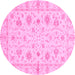 Round Oriental Pink Modern Rug, abs3395pnk