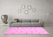 Machine Washable Oriental Pink Modern Rug in a Living Room, wshabs3395pnk