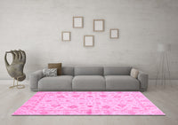 Machine Washable Oriental Pink Modern Rug, wshabs3395pnk