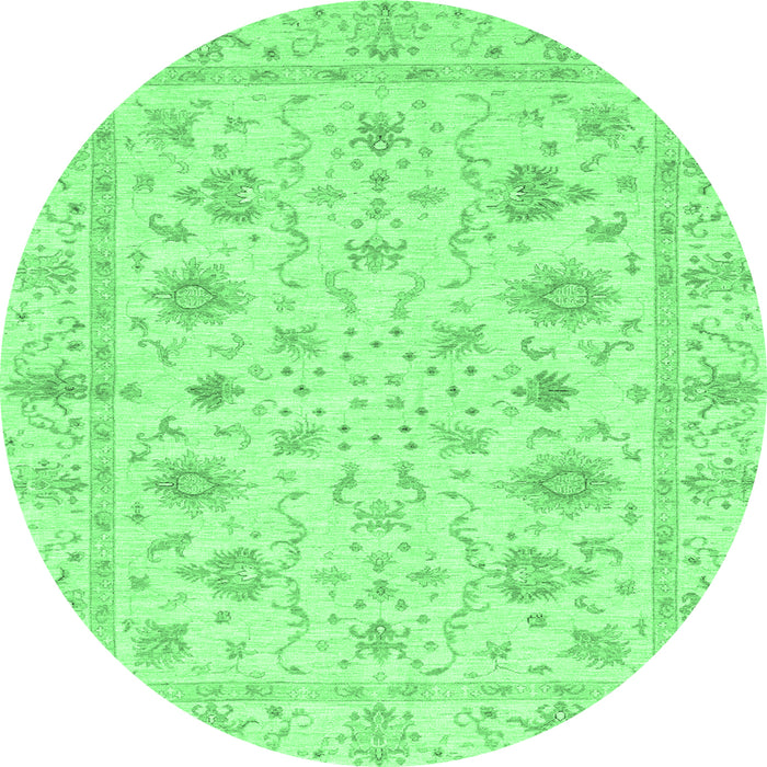 Round Machine Washable Oriental Emerald Green Modern Area Rugs, wshabs3395emgrn