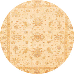 Round Machine Washable Abstract Orange Rug, wshabs3396