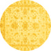 Round Machine Washable Oriental Yellow Modern Rug, wshabs3396yw