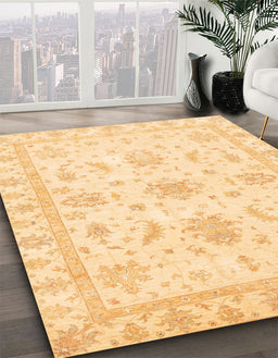 Abstract Orange Oriental Rug in Family Room, abs3396