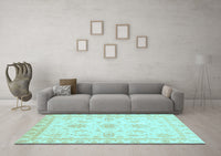 Machine Washable Oriental Light Blue Modern Rug, wshabs3396lblu