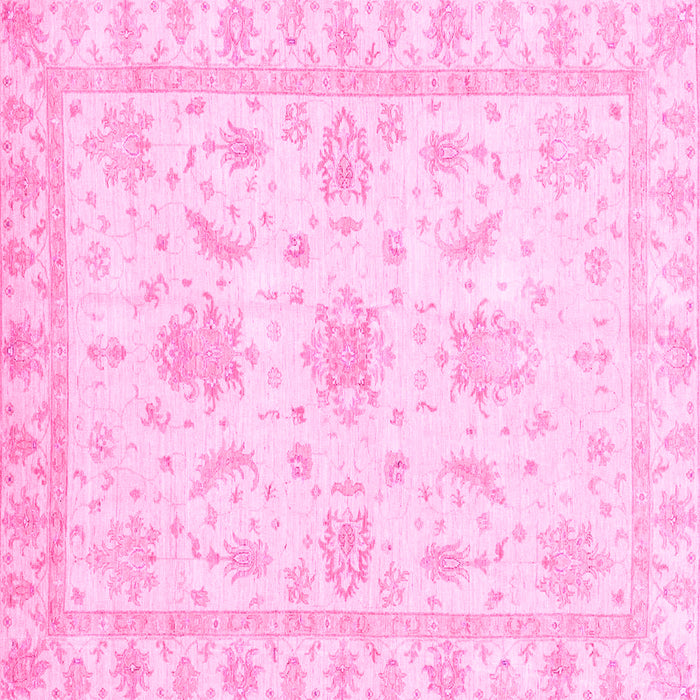 Square Machine Washable Oriental Pink Modern Rug, wshabs3396pnk