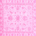 Square Machine Washable Oriental Pink Modern Rug, wshabs3396pnk