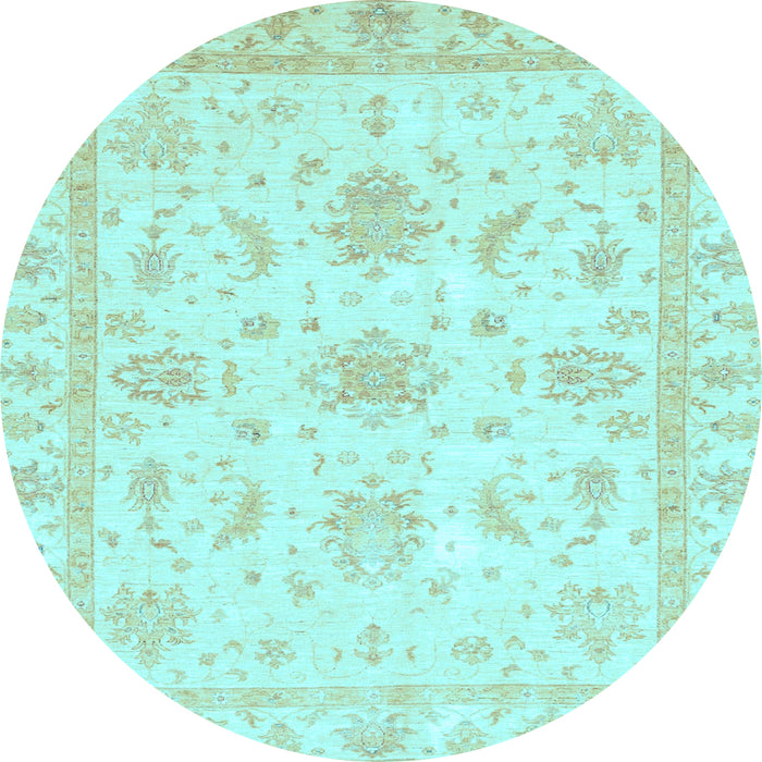 Round Oriental Light Blue Modern Rug, abs3396lblu