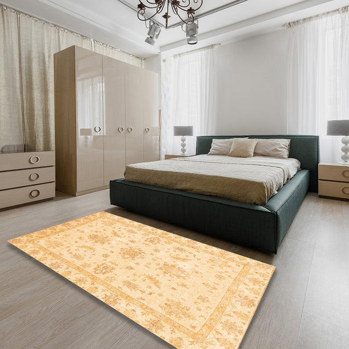 Machine Washable Abstract Orange Rug in a Bedroom, wshabs3396