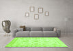 Machine Washable Oriental Green Modern Area Rugs in a Living Room,, wshabs3396grn