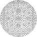 Round Machine Washable Oriental Gray Modern Rug, wshabs3396gry