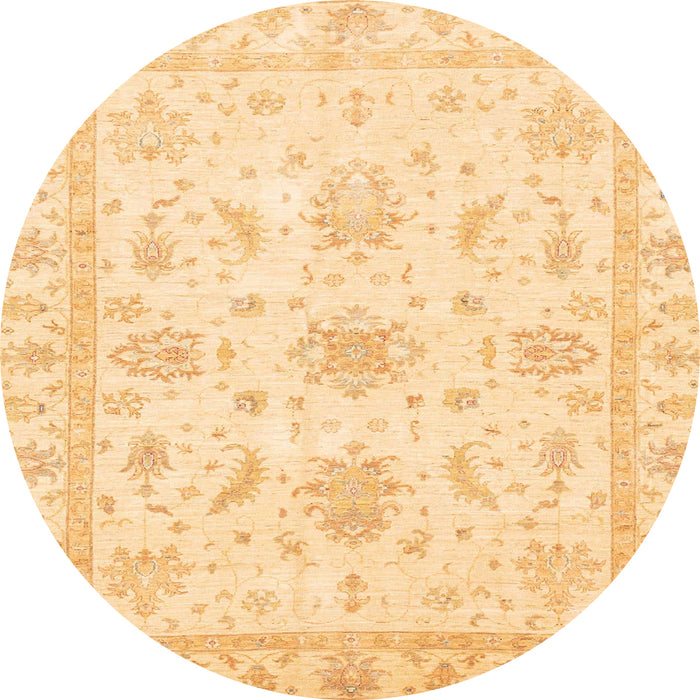 Round Abstract Orange Oriental Rug, abs3396