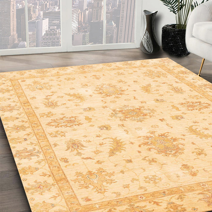 Abstract Orange Oriental Rug in Family Room, abs3396