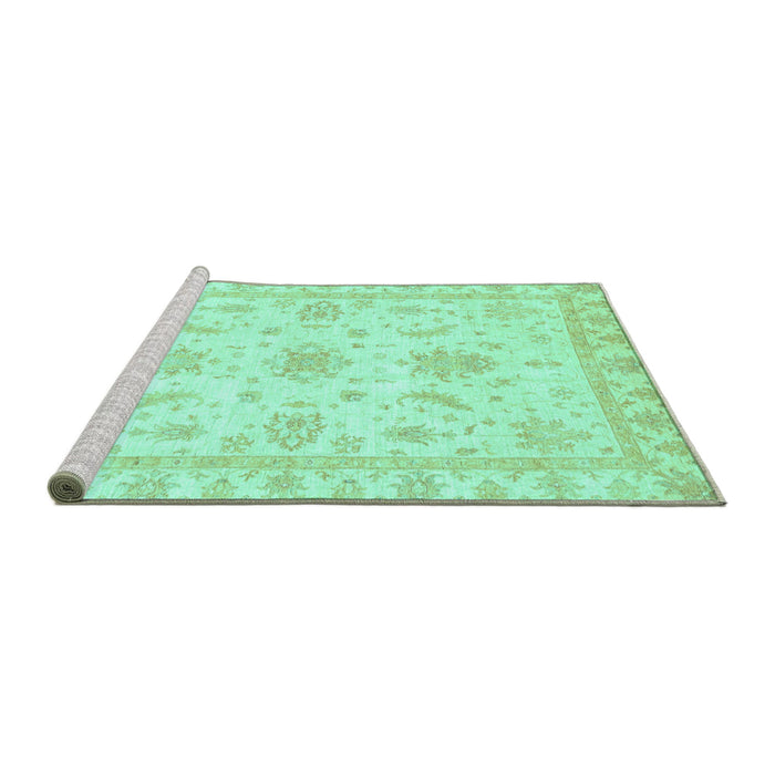 Sideview of Machine Washable Oriental Turquoise Modern Area Rugs, wshabs3396turq