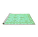 Sideview of Machine Washable Oriental Turquoise Modern Area Rugs, wshabs3396turq