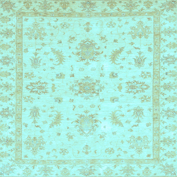 Square Machine Washable Oriental Light Blue Modern Rug, wshabs3396lblu
