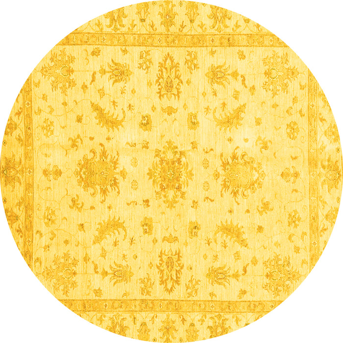 Round Oriental Yellow Modern Rug, abs3396yw