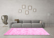 Machine Washable Oriental Pink Modern Rug in a Living Room, wshabs3396pnk