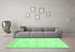 Machine Washable Oriental Emerald Green Modern Area Rugs in a Living Room,, wshabs3396emgrn