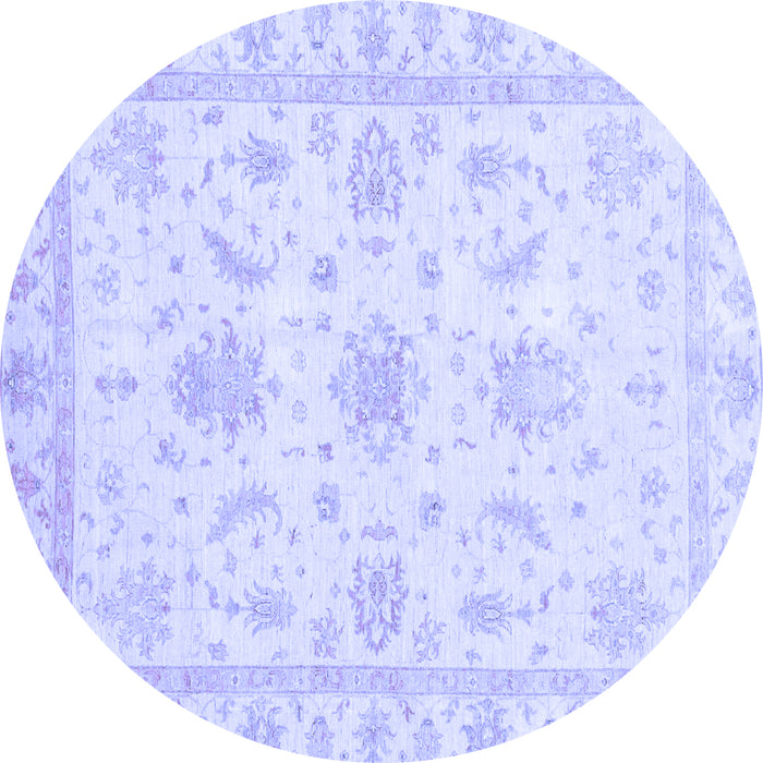 Round Machine Washable Oriental Blue Modern Rug, wshabs3396blu