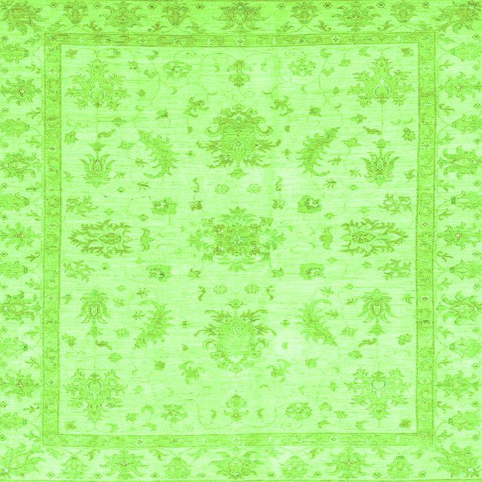 Square Machine Washable Oriental Green Modern Area Rugs, wshabs3396grn