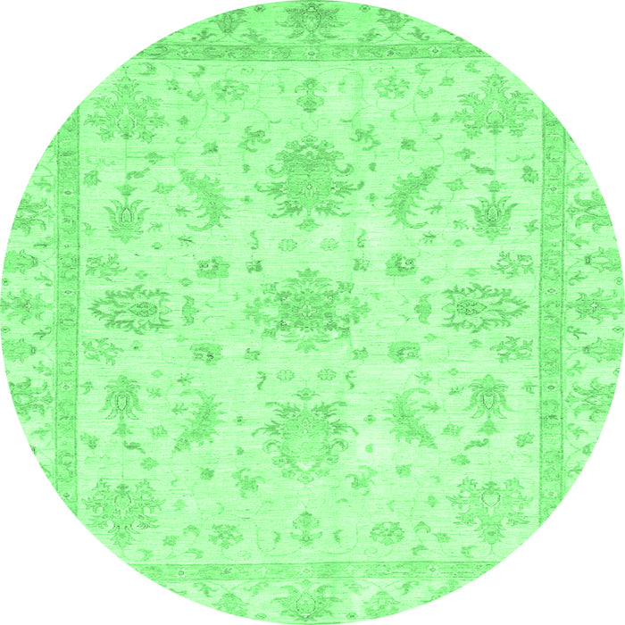 Round Machine Washable Oriental Emerald Green Modern Area Rugs, wshabs3396emgrn