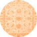 Round Machine Washable Oriental Orange Modern Area Rugs, wshabs3396org