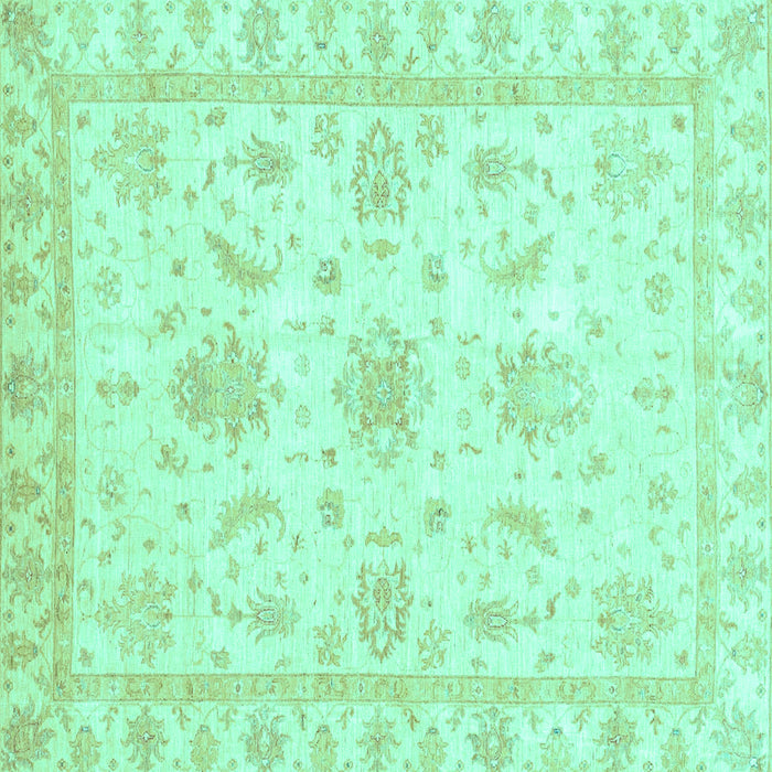 Square Machine Washable Oriental Turquoise Modern Area Rugs, wshabs3396turq