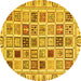 Round Oriental Yellow Modern Rug, abs3397yw