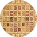 Round Oriental Brown Modern Rug, abs3397brn