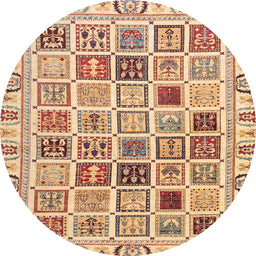 Round Abstract Chestnut Red Oriental Rug, abs3397