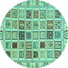 Round Oriental Turquoise Modern Rug, abs3397turq