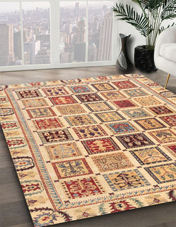 Abstract Chestnut Red Oriental Rug in Family Room, abs3397