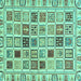 Square Machine Washable Oriental Turquoise Modern Area Rugs, wshabs3397turq