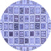 Round Machine Washable Oriental Blue Modern Rug, wshabs3397blu