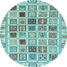 Round Oriental Light Blue Modern Rug, abs3397lblu