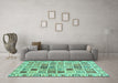 Machine Washable Oriental Turquoise Modern Area Rugs in a Living Room,, wshabs3397turq