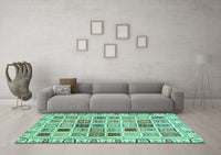 Machine Washable Oriental Turquoise Modern Rug, wshabs3397turq