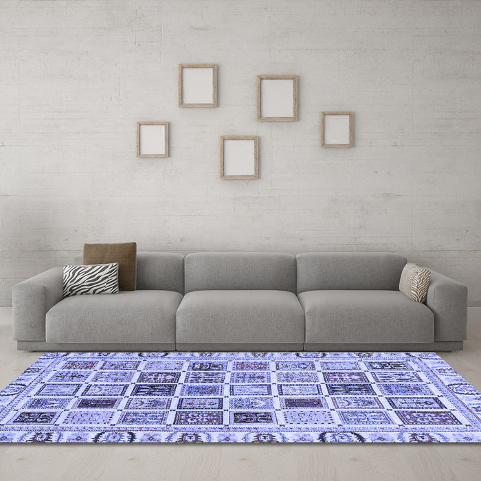 Machine Washable Oriental Blue Modern Rug in a Living Room, wshabs3397blu